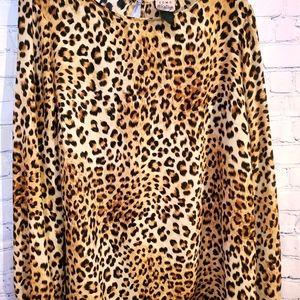 Como Vintage, xl, leopard print, silky blouse
